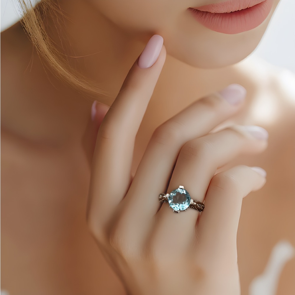 *NEW* 14KGP Aquamarine Solitaire Ring